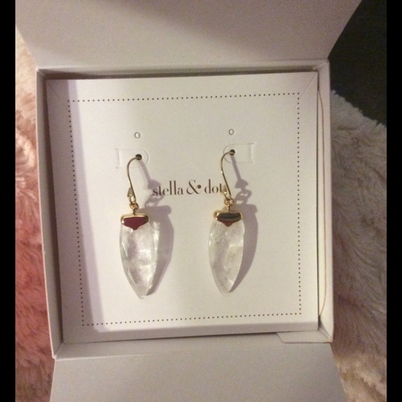 Stella & Dot | ~RARE~Aria Quartz Crystal + Gold Drop Earrings - Picture 5 of 5